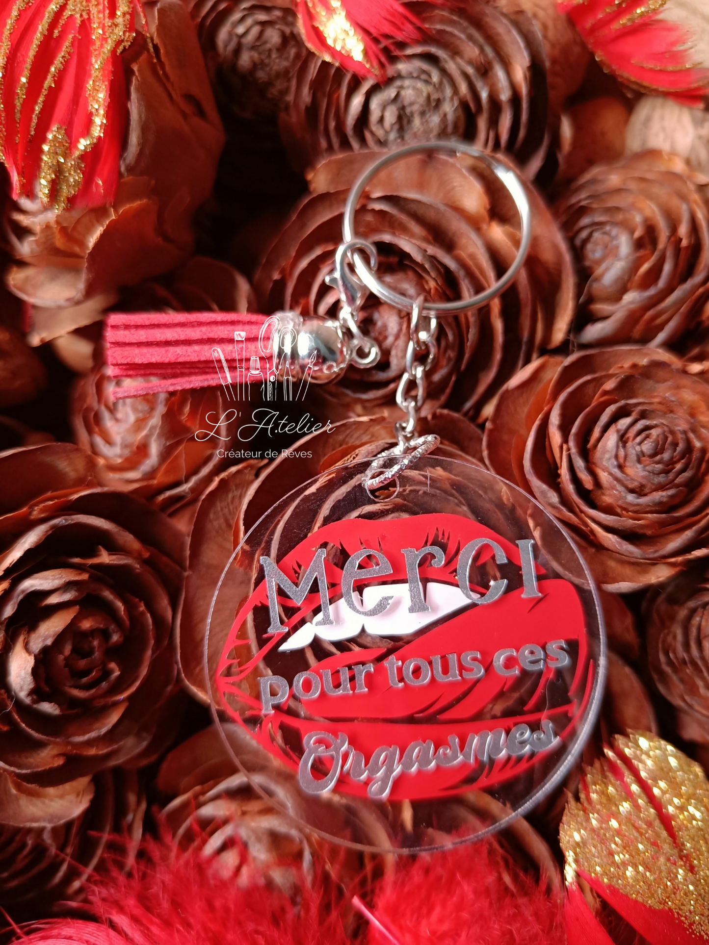 Porte clefs " merci pour tout ces orgasmes " argent