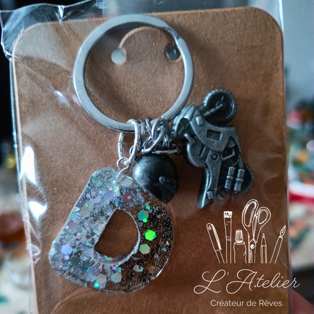 Porte clef moto + lettre