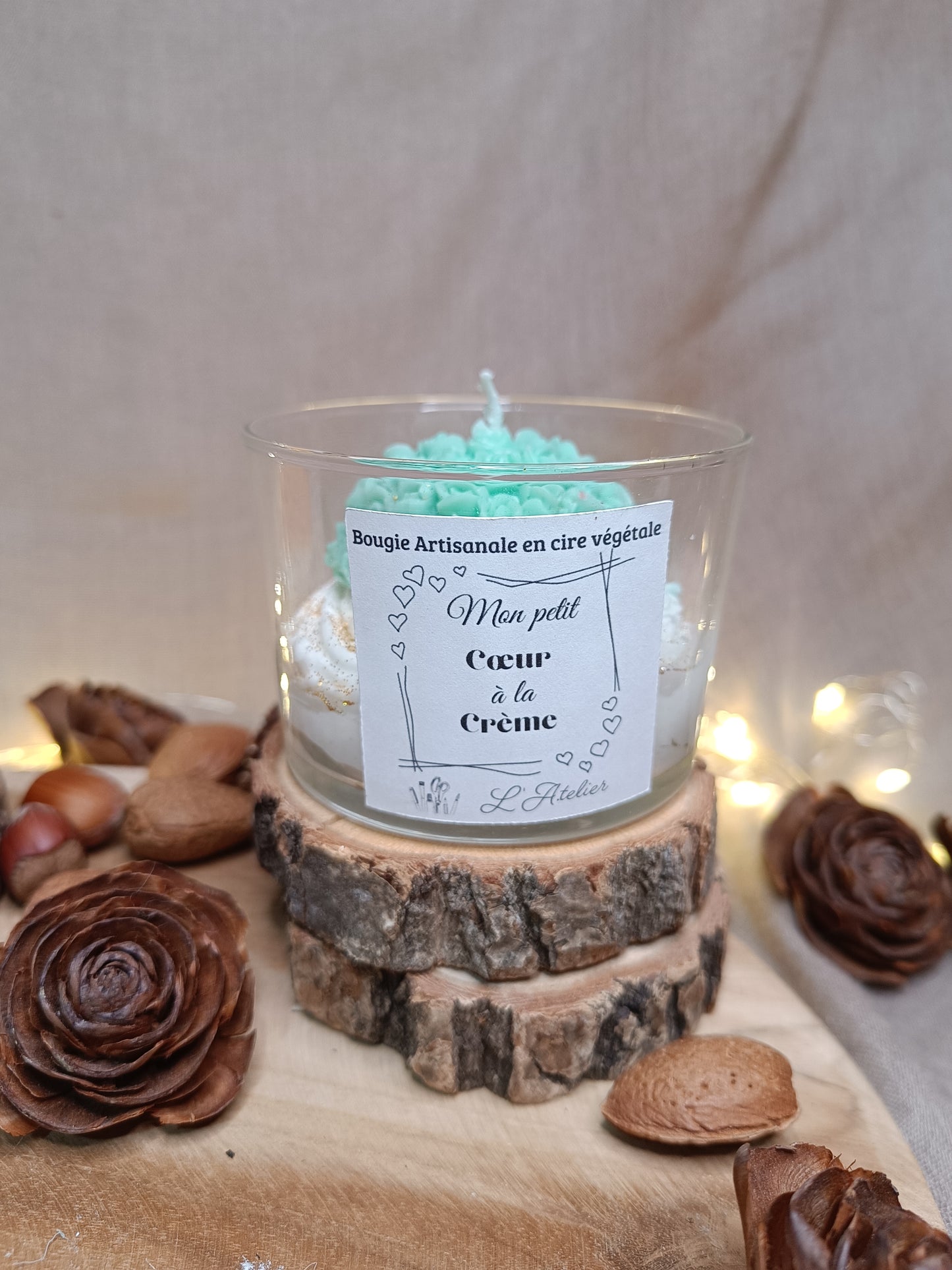 🕯️Bougie 💚 Coeur à la crème💚
