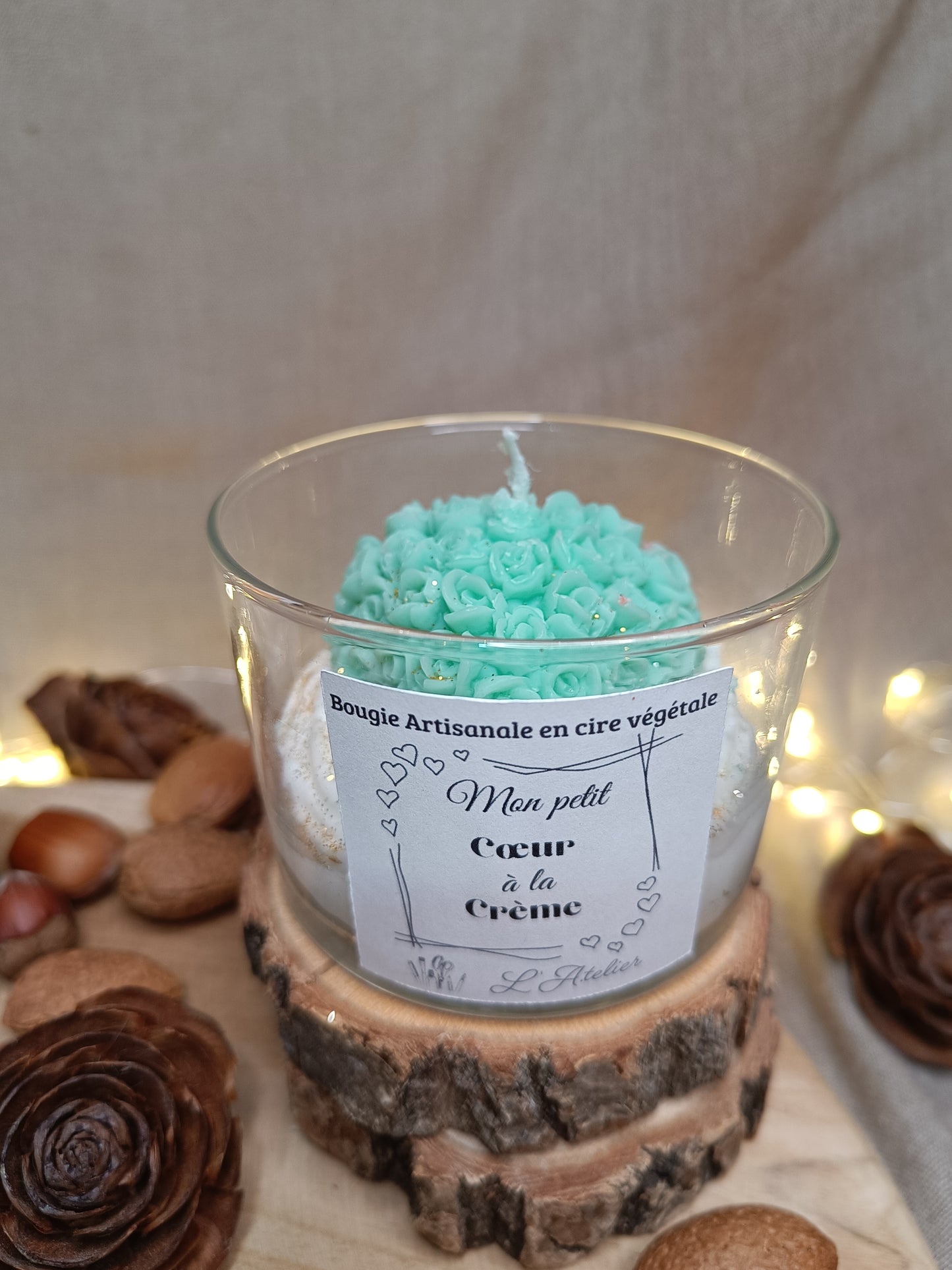 🕯️Bougie 💚 Coeur à la crème💚