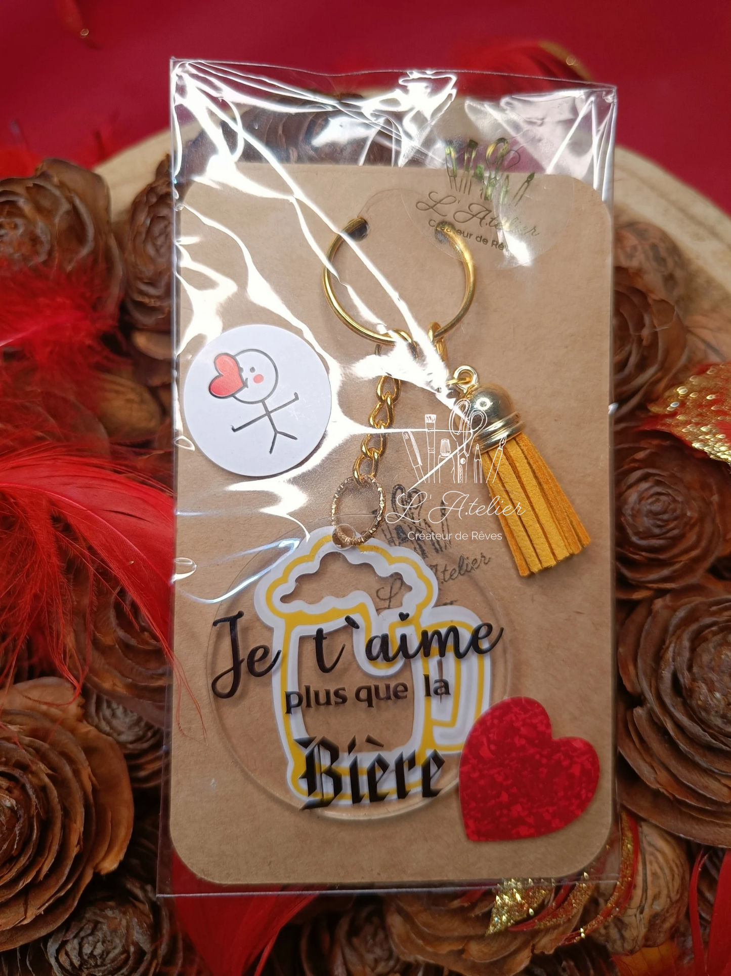 Porte clefs "je t'aime + que la bière "