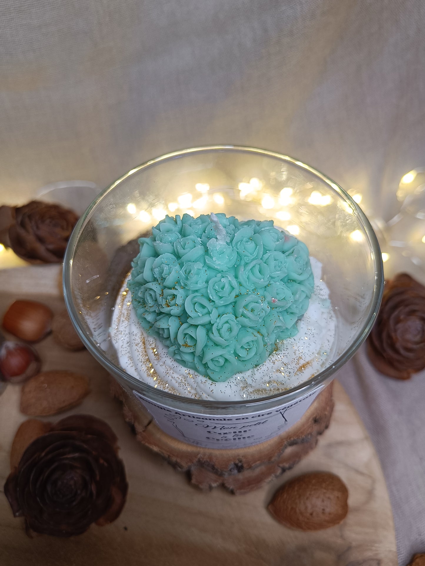 🕯️Bougie 💚 Coeur à la crème💚