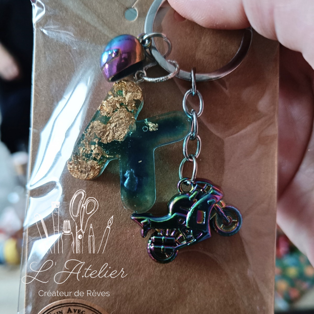 Porte clef moto + lettre