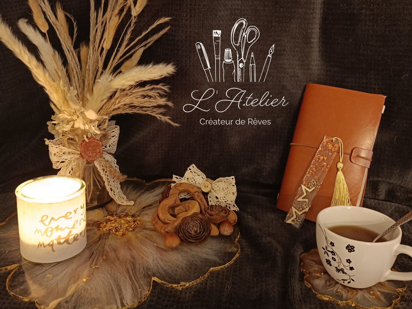 Plateau fleur époxy