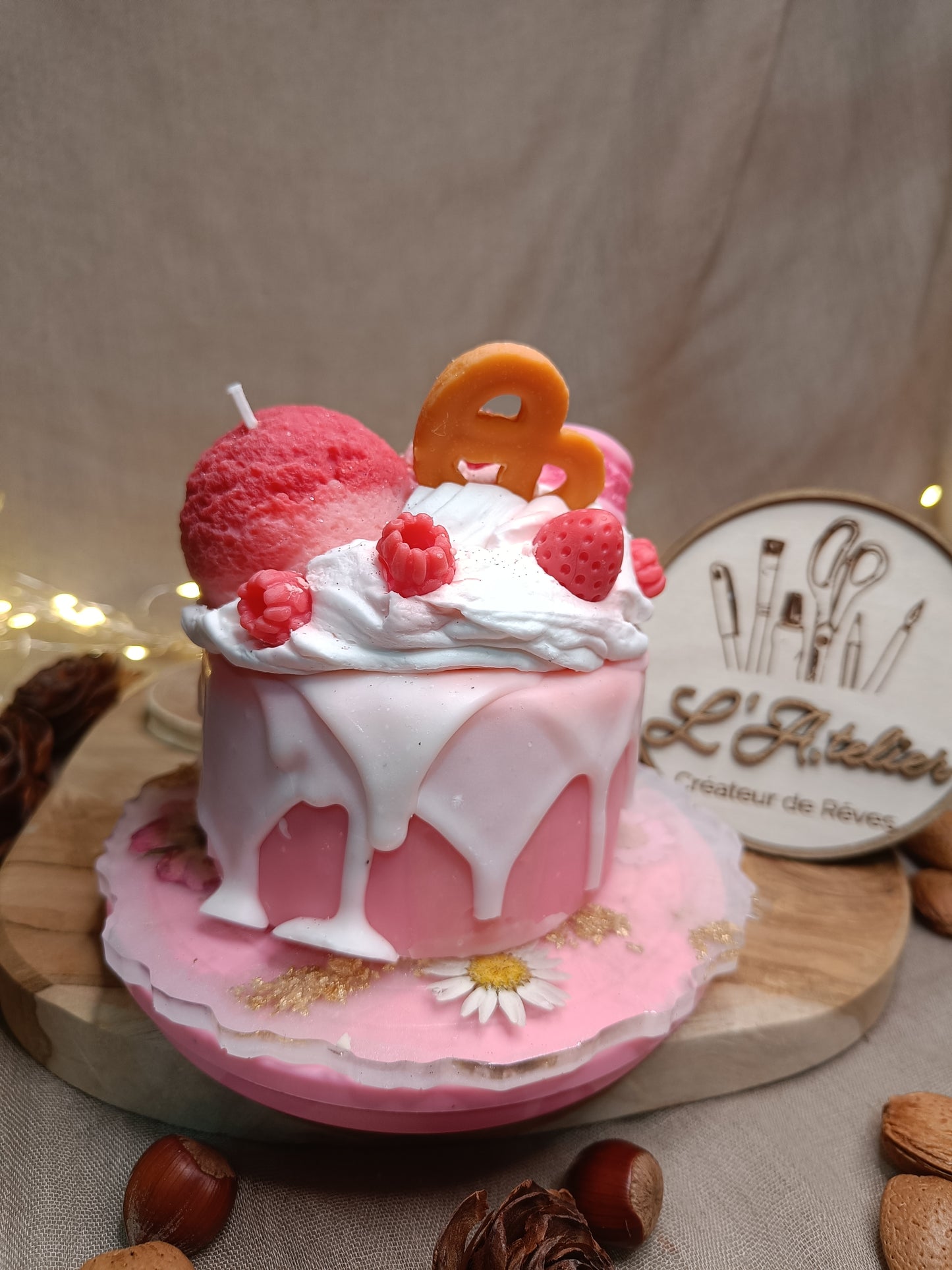 🎂Bougie Gâteau 🩷Rose Framboise 🩷
