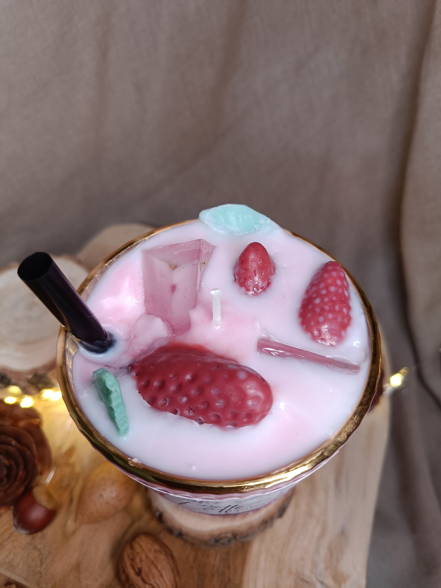 🕯️ Bougie 🍓🩷 Latte Fraise 🩷🍓