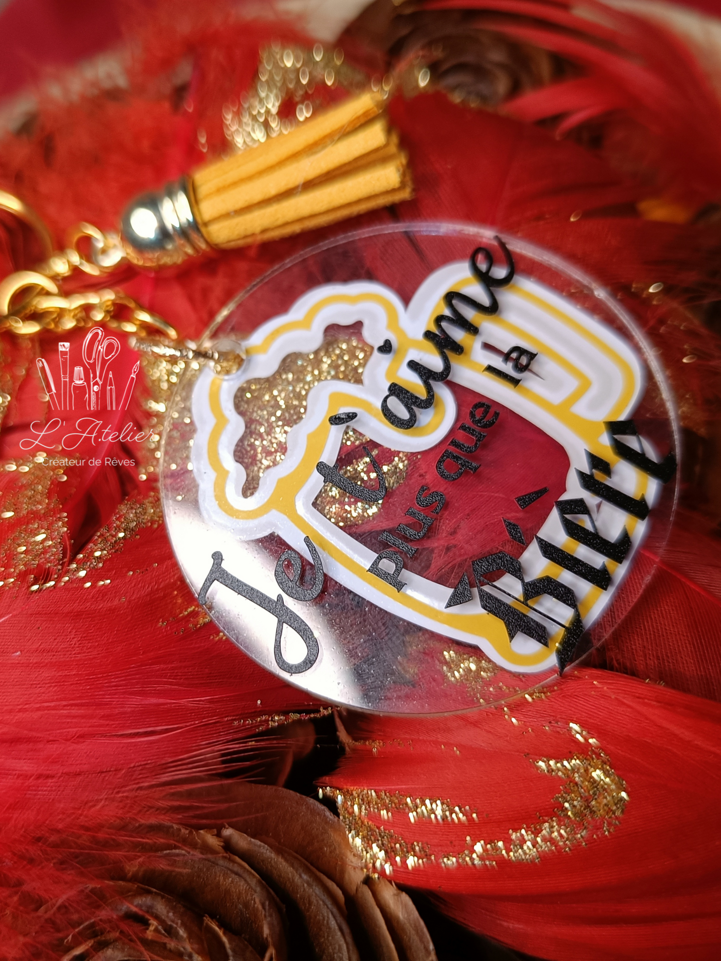 Porte clefs "je t'aime + que la bière "