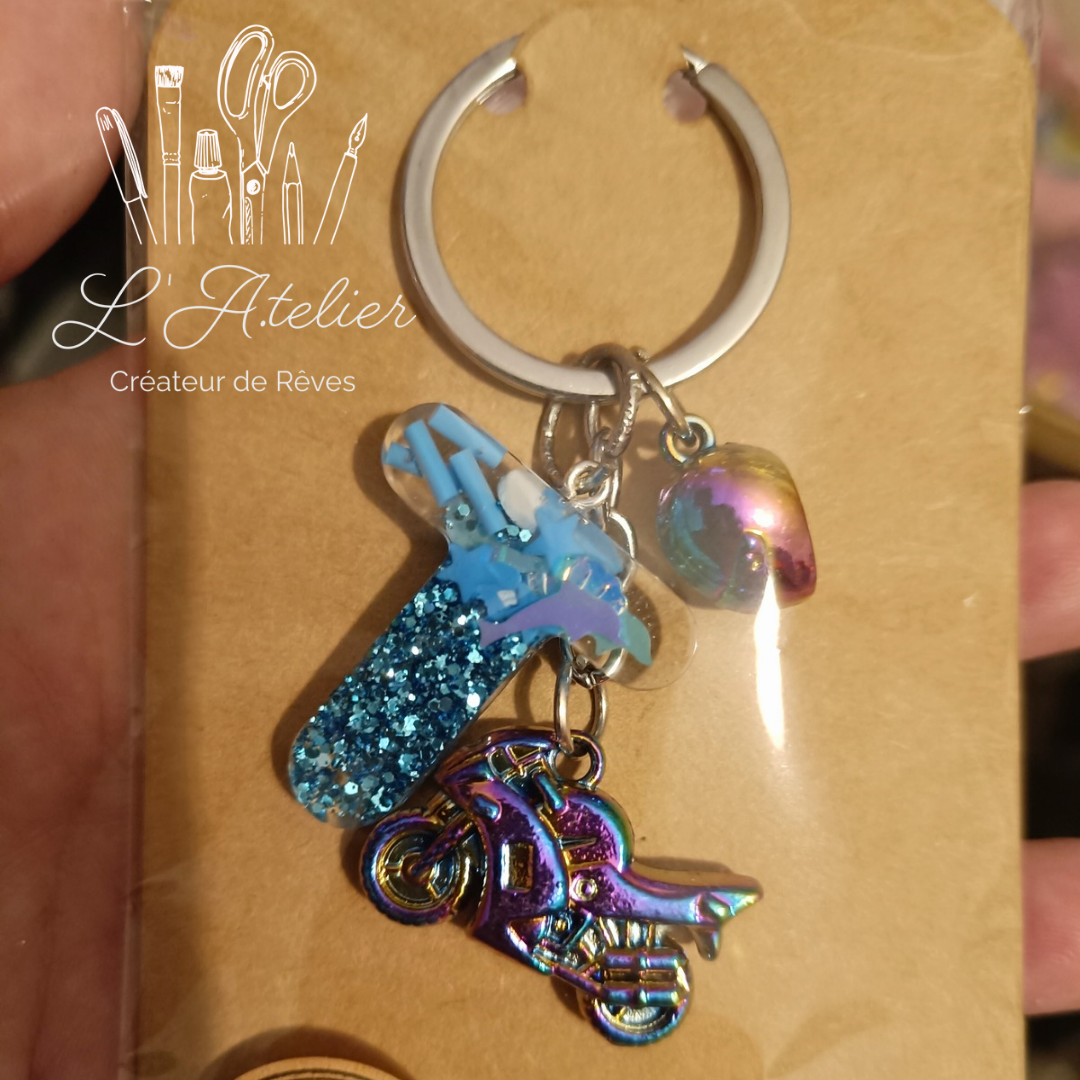 Porte clef moto + lettre