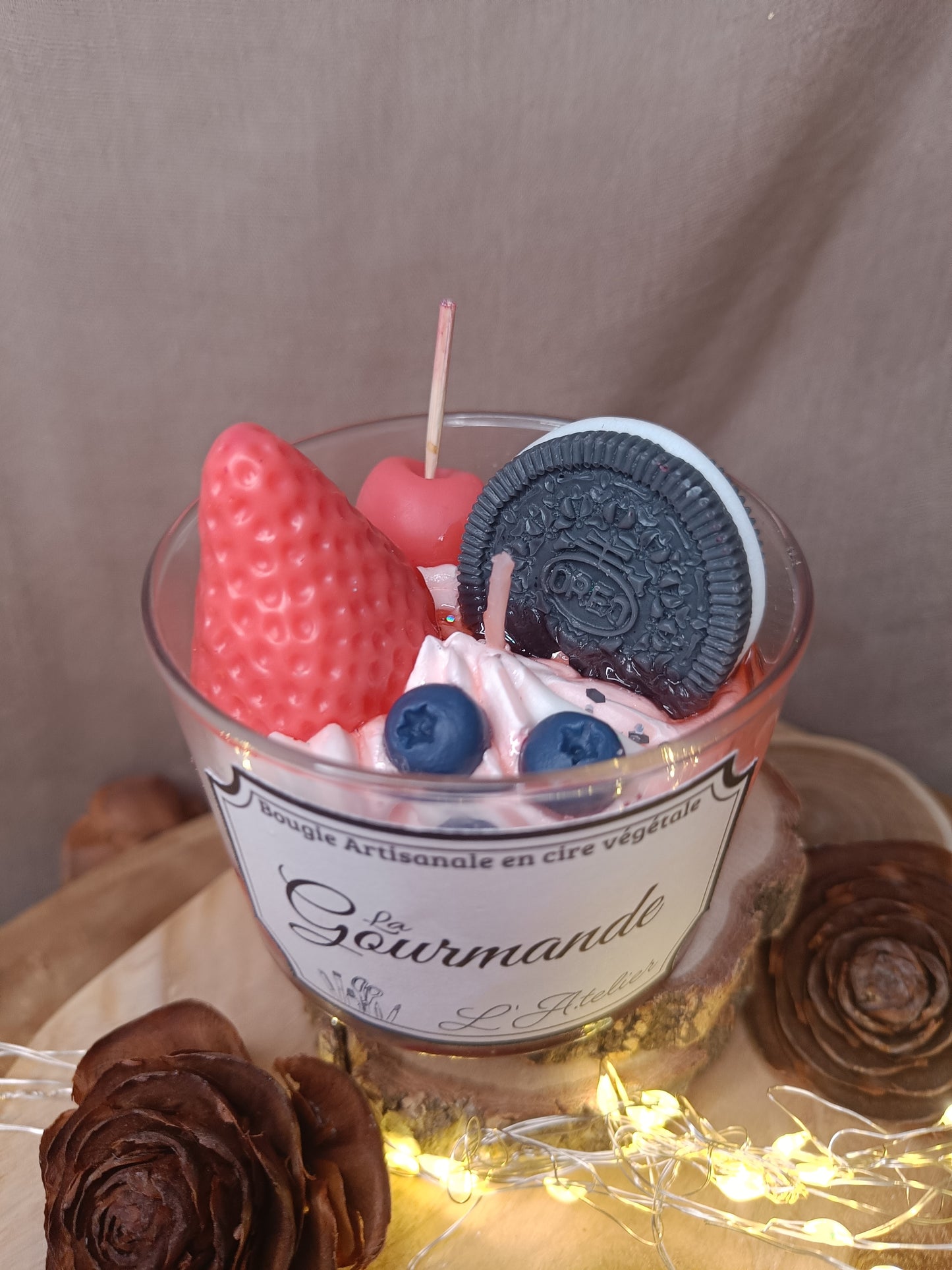 🕯️ Bougie Gourmande 🍓🍪 L'Oreo Fraise 🍪🍓