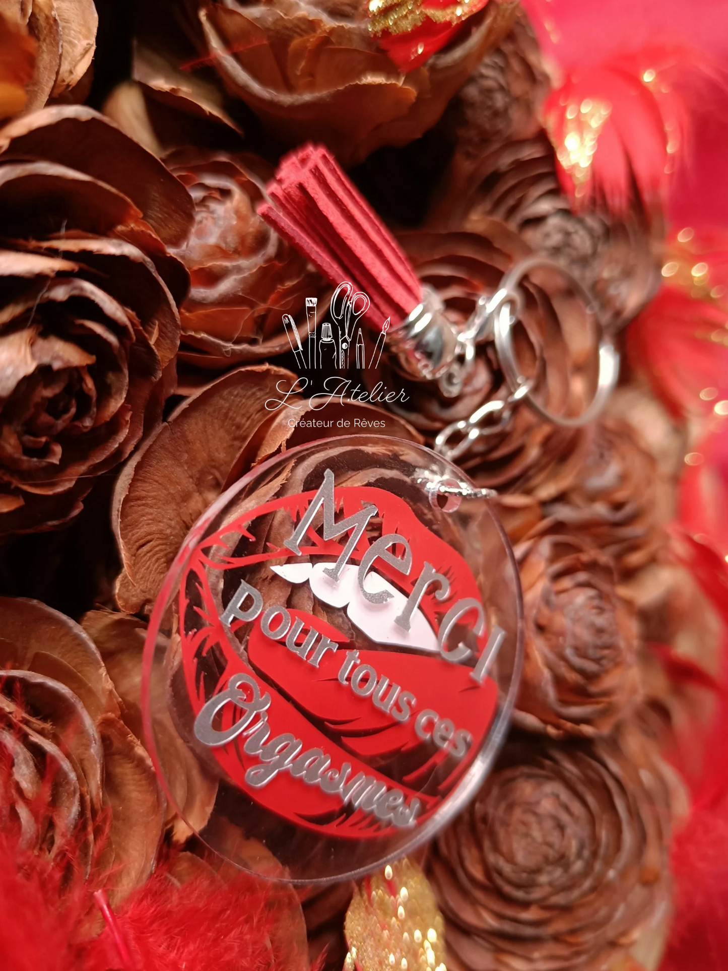 Porte clefs " merci pour tout ces orgasmes " argent