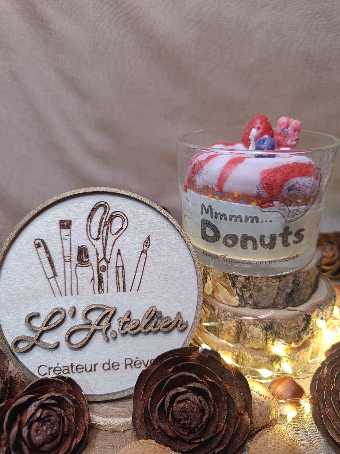 Bougie "Donuts Fruits rouges "