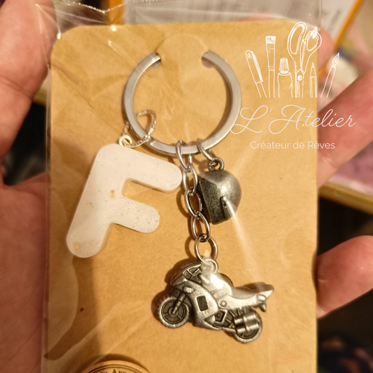 Porte clef moto + lettre