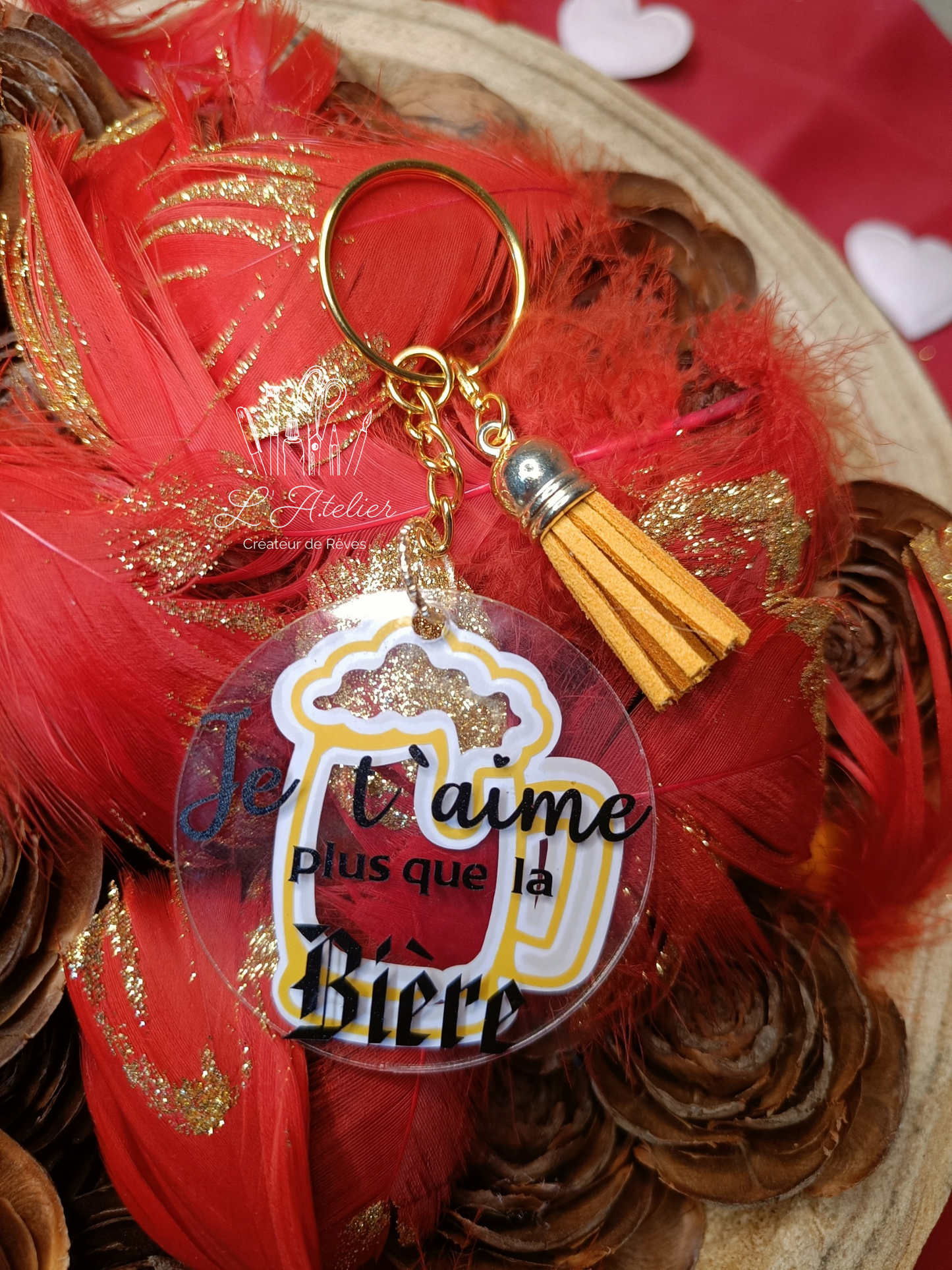 Porte clefs "je t'aime + que la bière "
